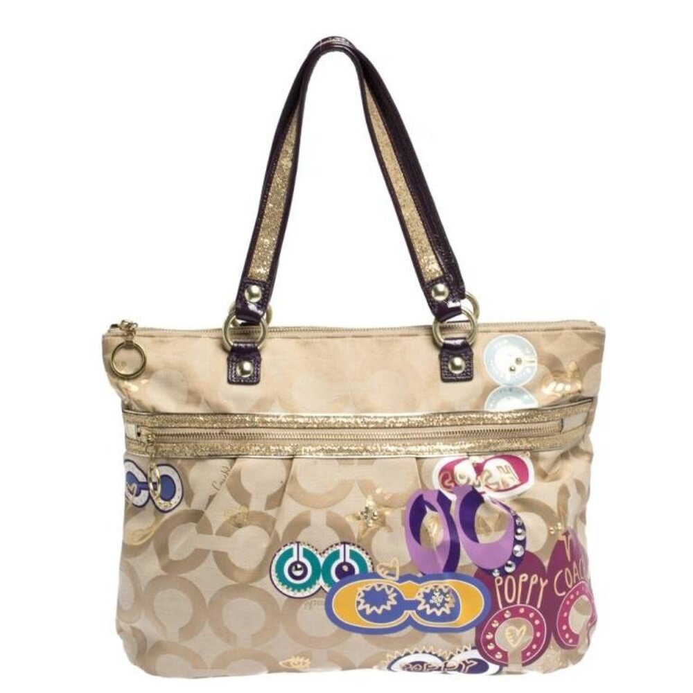 Coach Poppy Glam Applique Shoulder Bag Handbag Purse